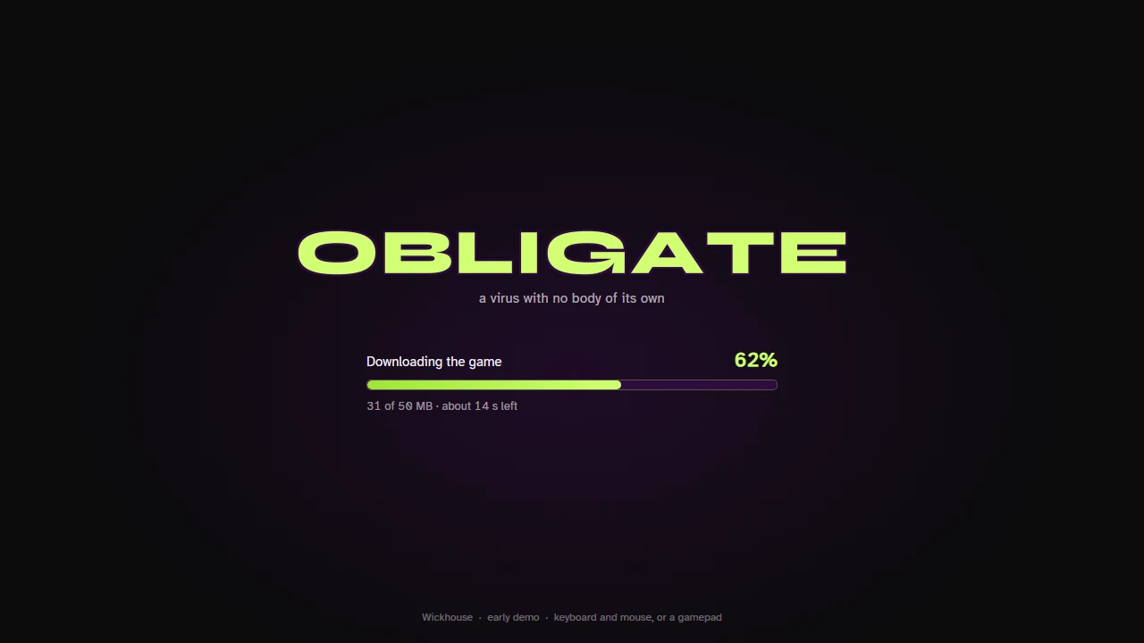 The loading page: the title, 62 percent, 31 of 50 MB, about 14 seconds left