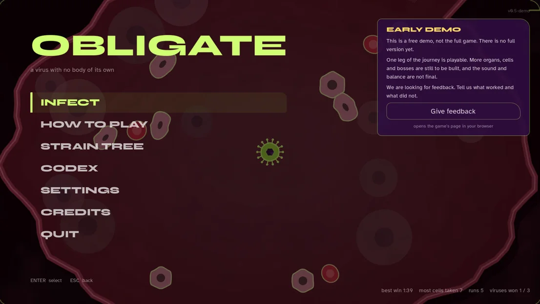 Obligate's title screen